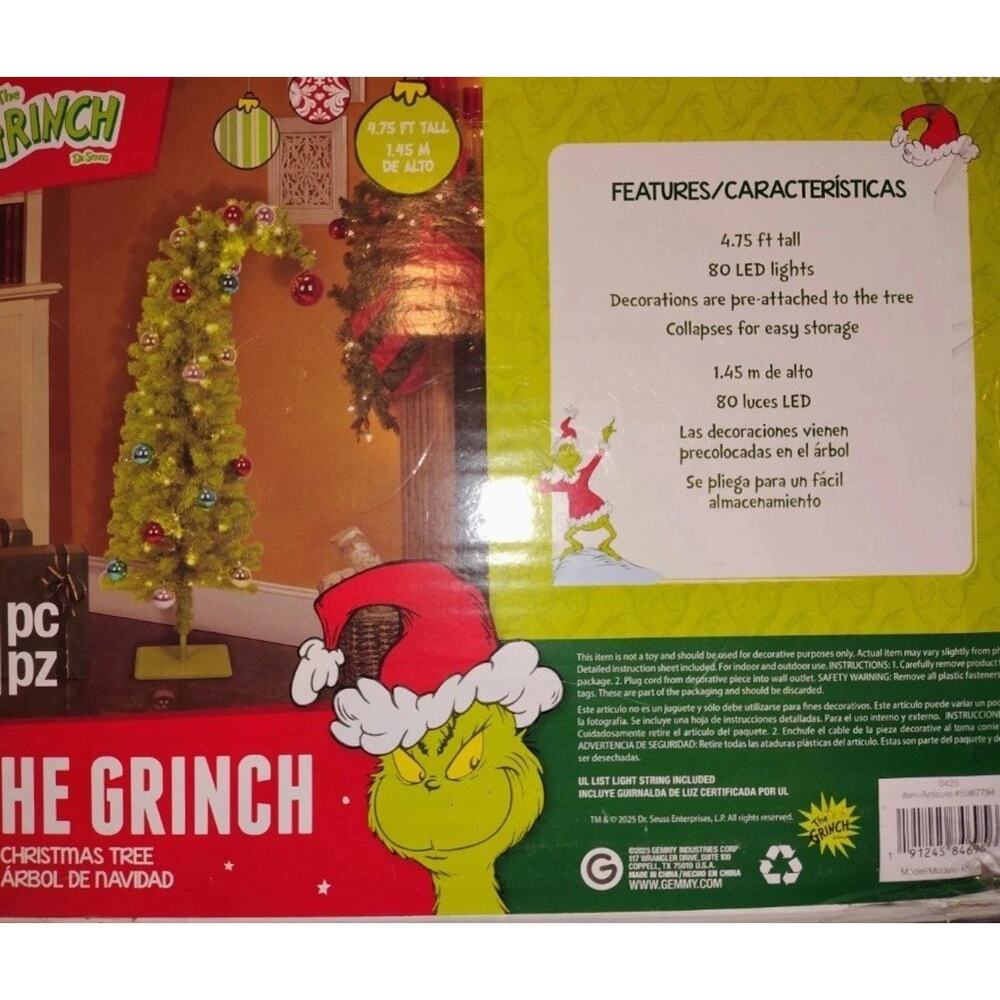 The Grinch Who Stole Christmas 4.75 FT 80 LED Pre Lit Tree Officially Licensed - Picture 7 of 12